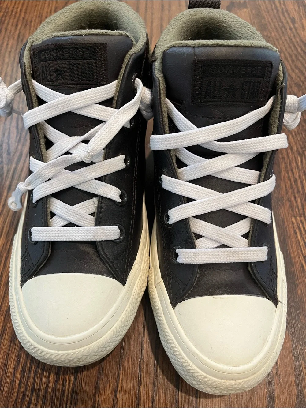 Converse Kids dark brown mid-Top Sneakers with White Accents